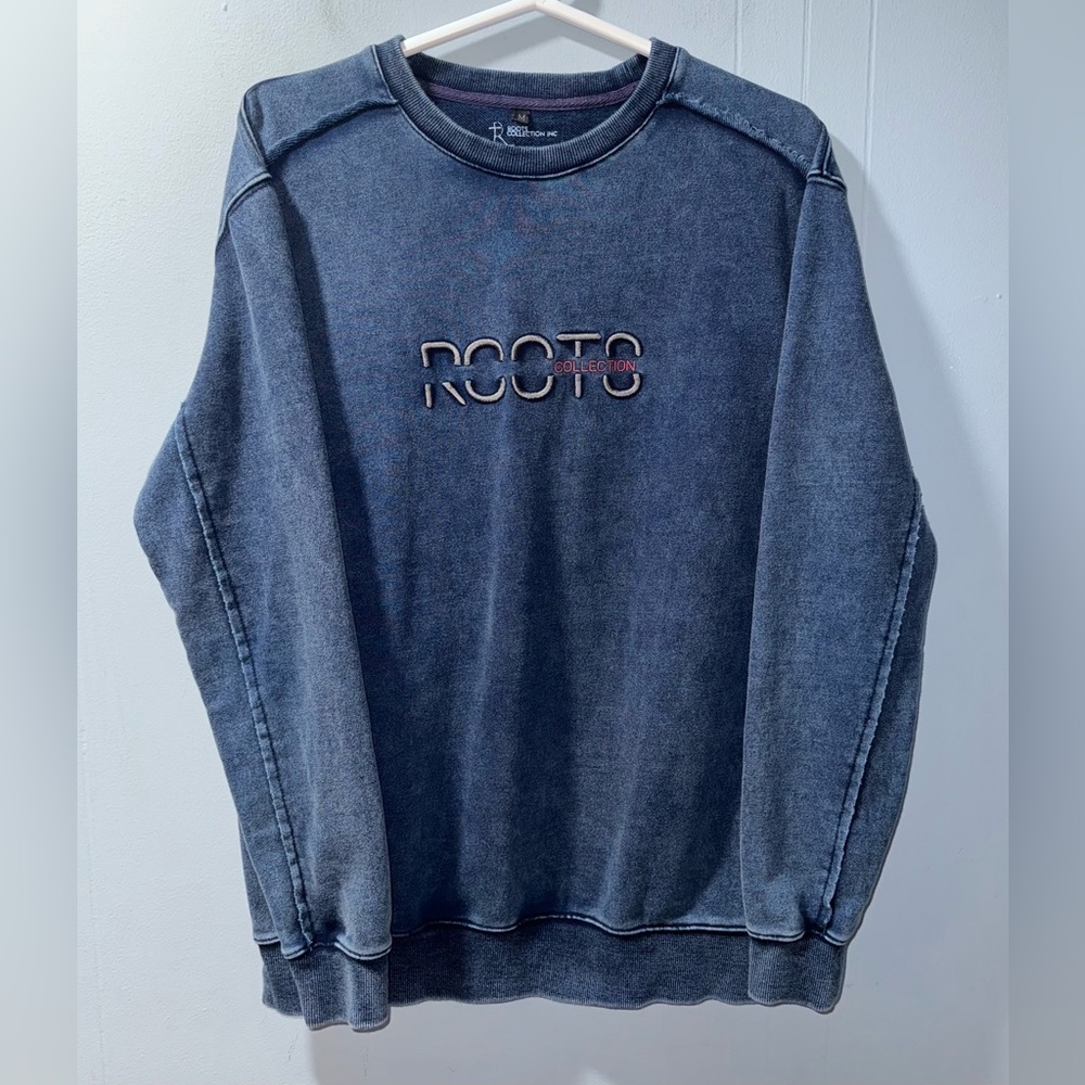 Roots Blue Crewneck Sweatshirt, Size Medium. “Where Our African Roots Run Deep”